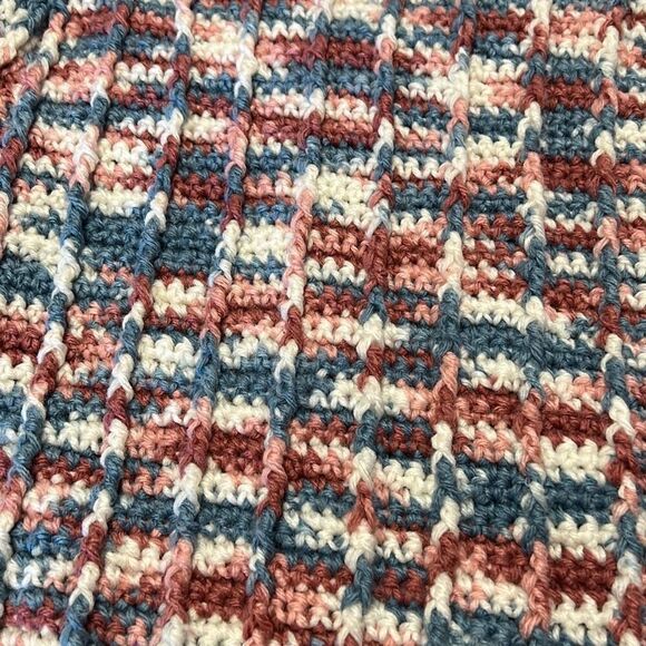 Vintage Handmade Knit Pink Blue White Sweater Small - Picture 5 of 5